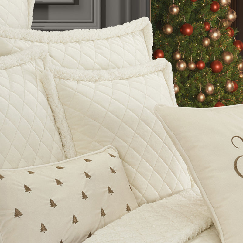 Casey Sherpa 18" Square Quilted Decorative Throw Pillow