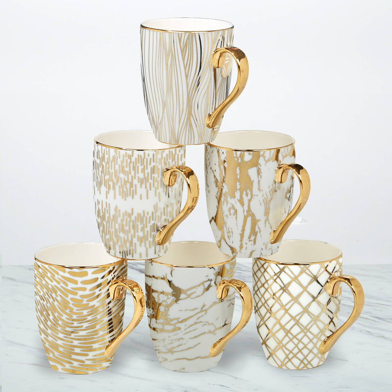 Certified International Gold Plated Mugs Matrix Gold Plated Tapered Mugs (6) asst