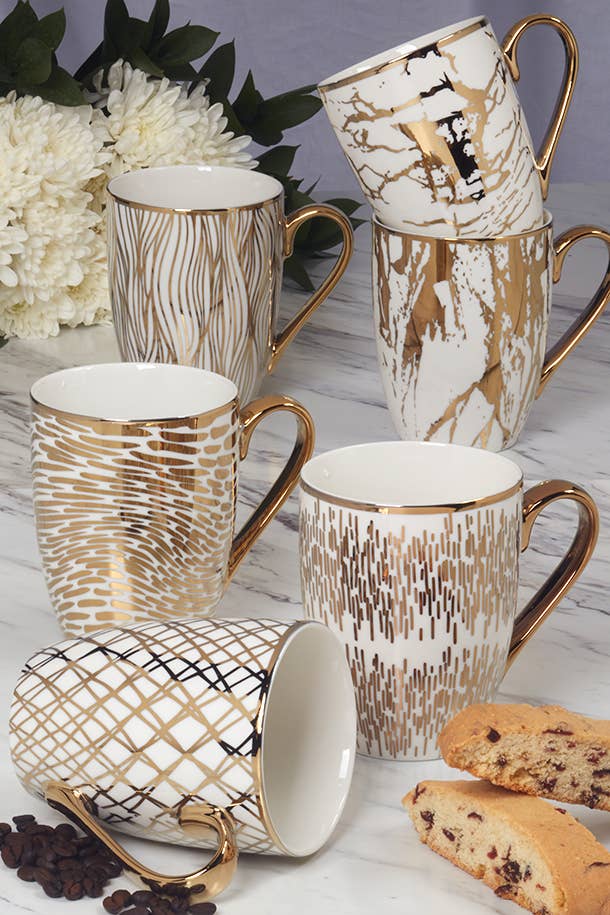 Certified International Gold Plated Mugs Matrix Gold Plated Tapered Mugs (6) asst