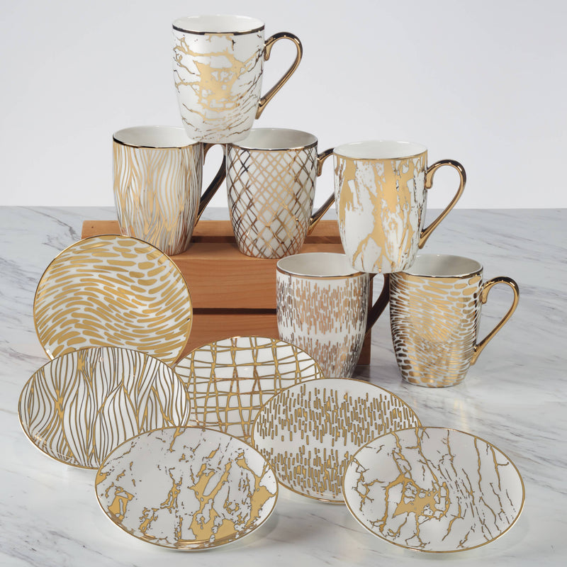Certified International Gold Plated Mugs Matrix Gold Plated Tapered Mugs (6) asst