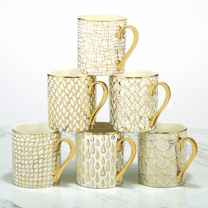 Certified International Gold Plated Mugs Mosaic Gold Plated Can Mugs (6) asst