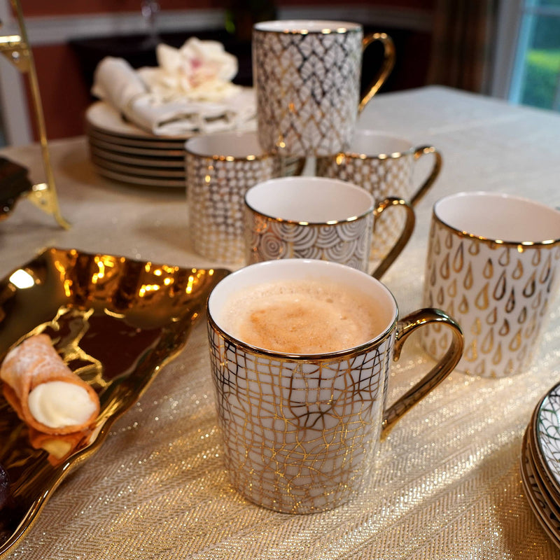 Certified International Gold Plated Mugs Mosaic Gold Plated Can Mugs (6) asst