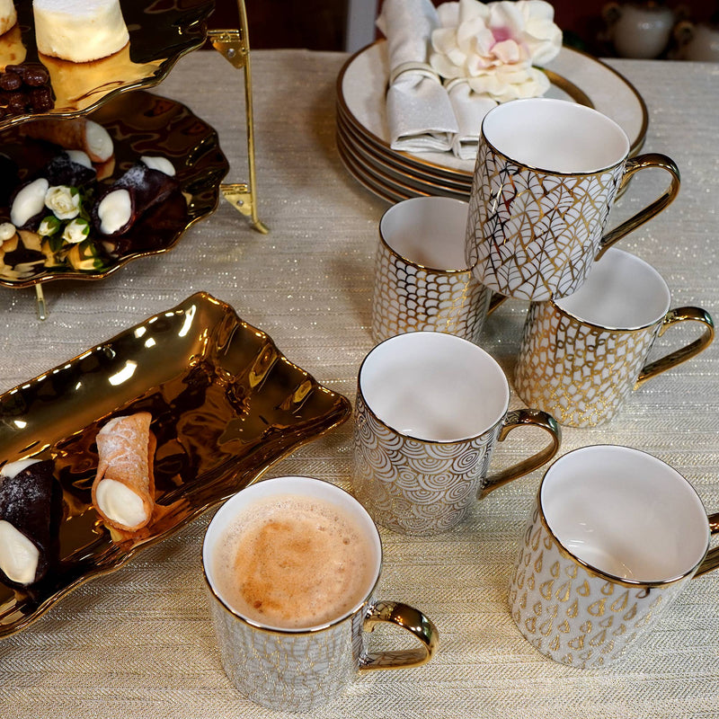 Certified International Gold Plated Mugs Mosaic Gold Plated Can Mugs (6) asst