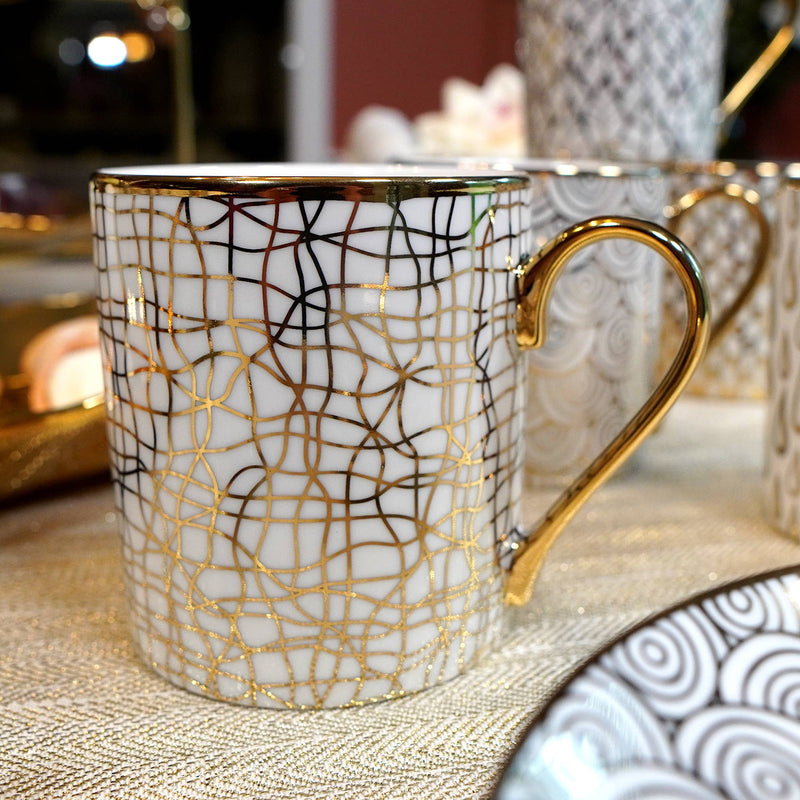 Certified International Gold Plated Mugs Mosaic Gold Plated Can Mugs (6) asst