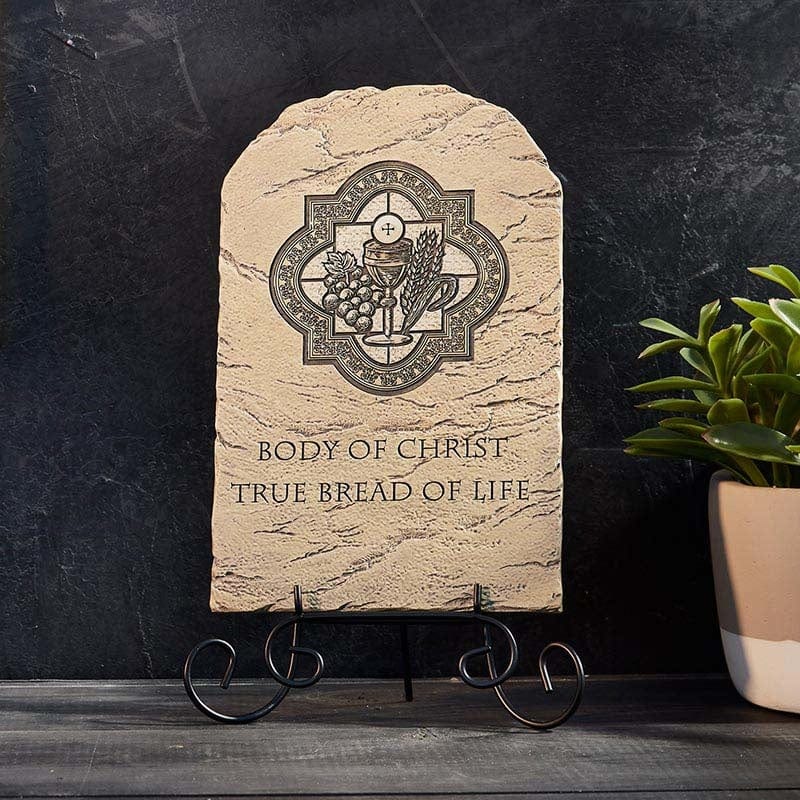 Christian Brands First Communion Arched Tile Plaque With Wire Stand