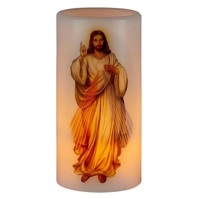 Christian Brands Flickering Flameless Devotional Candle - Divine Mercy
