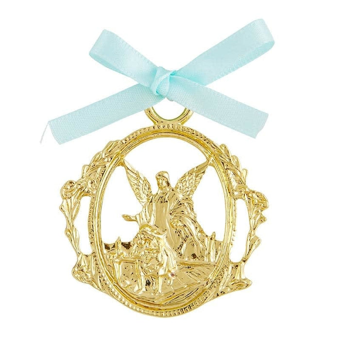 Christian Brands Guardian Angel Crib Medal with Blue Miraculous Pin