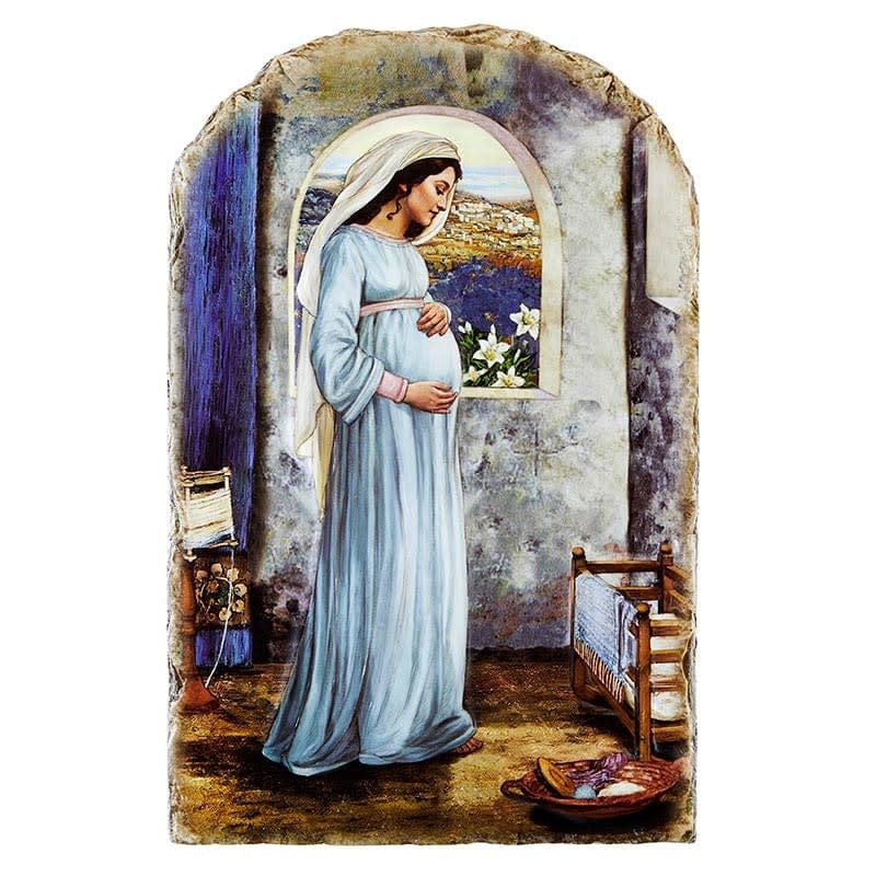 Christian Brands Mary Mother of God Arched Tile Plaque with Wire Stand