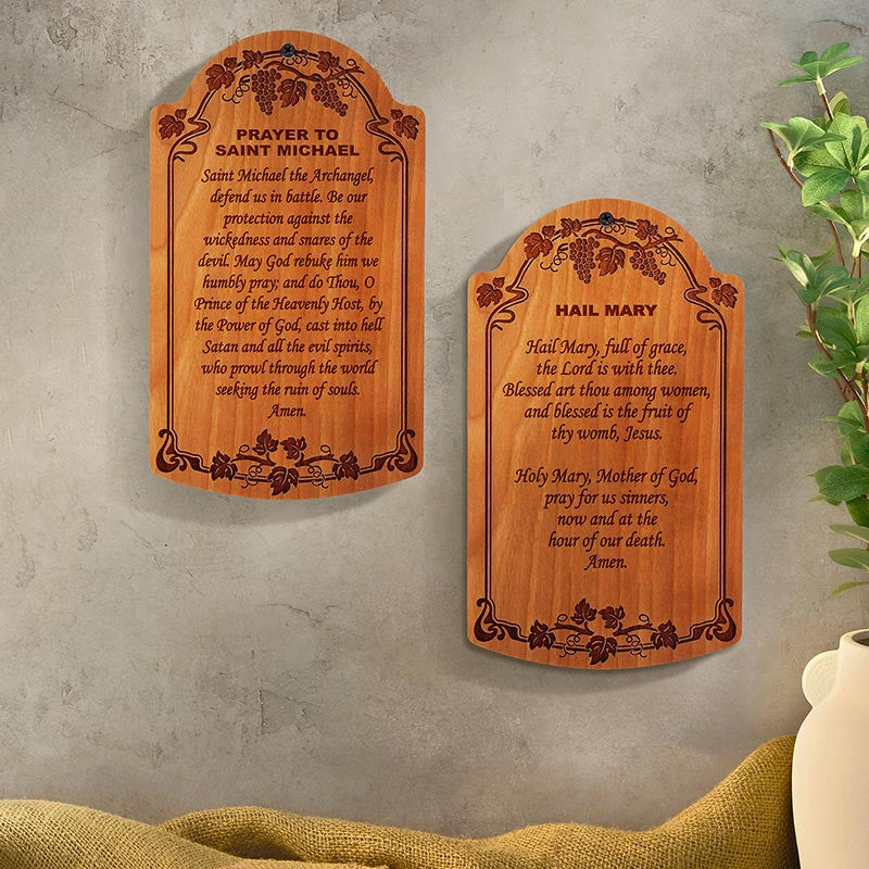 Christian Brands Religious Items 7" Hail Mary Carved Wood Plaque