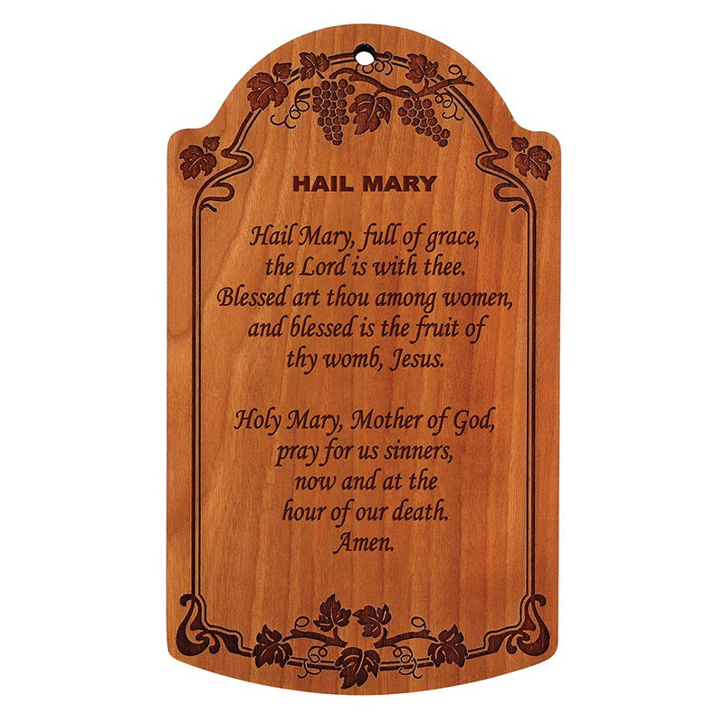 Christian Brands Religious Items 7" Hail Mary Carved Wood Plaque