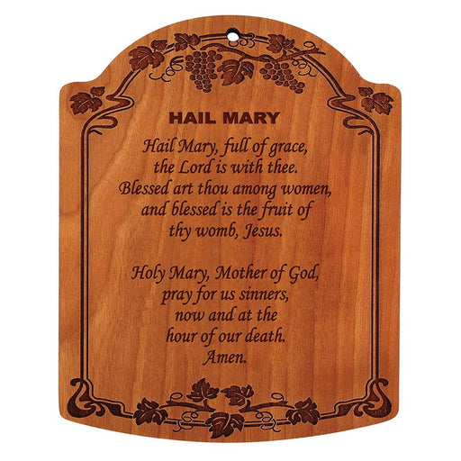 Christian Brands Religious Items 8"W x 10"H Hail Mary Carved Wood Plaque
