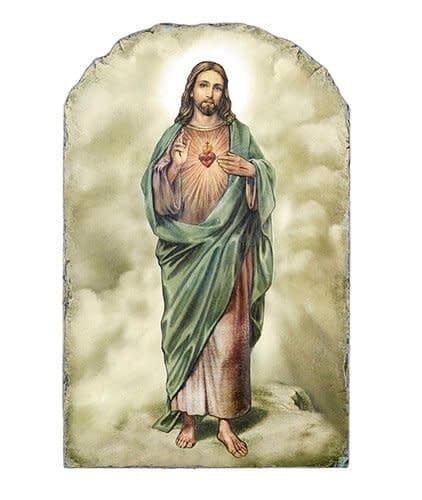 Christian Brands Sacred Heart Arched tile Plaque