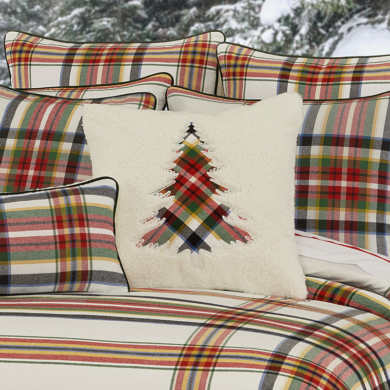 Christopher Plaid 20" Square Embellished Decorative Throw Pillow
