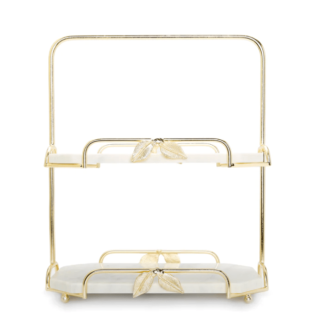 Classic Touch 2-Tier Marble and Gold Centerpiece