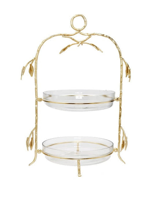 Classic Touch 2 Tiered Centerpiece Glass with Gold Leaf
