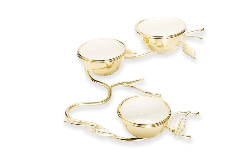 Classic Touch Bowls 3 Bowl Relish Dish with Leaf Design