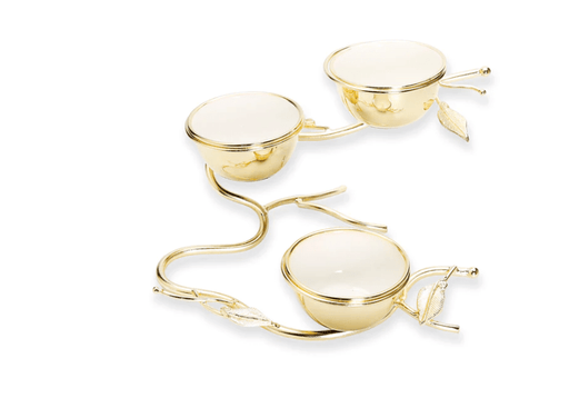 Classic Touch Bowls 3 Bowl Relish Dish with Leaf Design