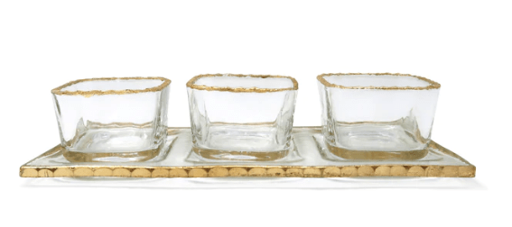 Classic Touch Bowls Bowl Relish Dish On Tray With Gold Rim