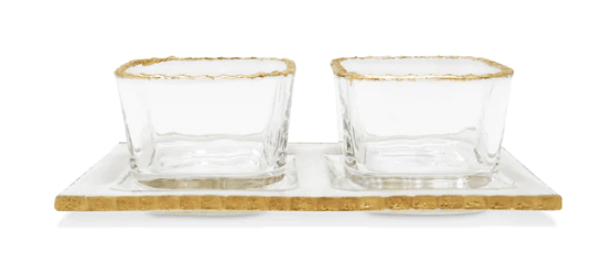 Classic Touch Bowls Bowl Relish Dish On Tray With Gold Rim