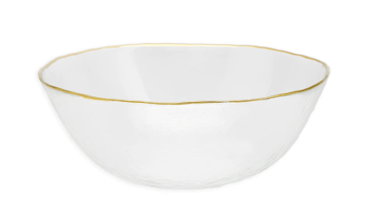 Classic Touch Bowls Clear Salad Bowl with Gold Rim - 11"D