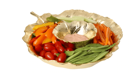 Classic Touch Bowls Gold Leaf Shaped Chip & Dip Bowl