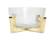 Classic Touch Bowls Hammered Glass Bowl on Gold Block Base