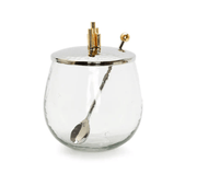 Classic Touch Bowls Hammered Tray with 3 Glass Bowls Gold Symmetrical Design