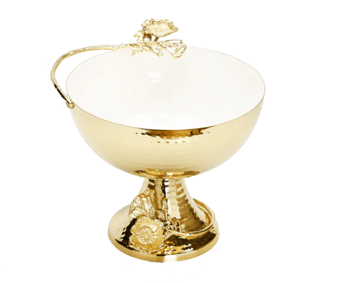 Classic Touch Bowls White and Gold Footed Bowl with Gold Flower Design