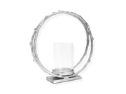 Classic Touch Candle Holders Silver Circle Hurricane Candle Holder (without glass) Small