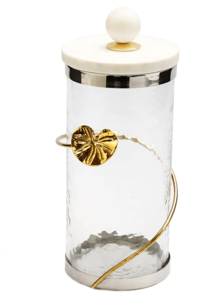 Classic Touch Canisters Canister with Floral Lotus Art - LARGE