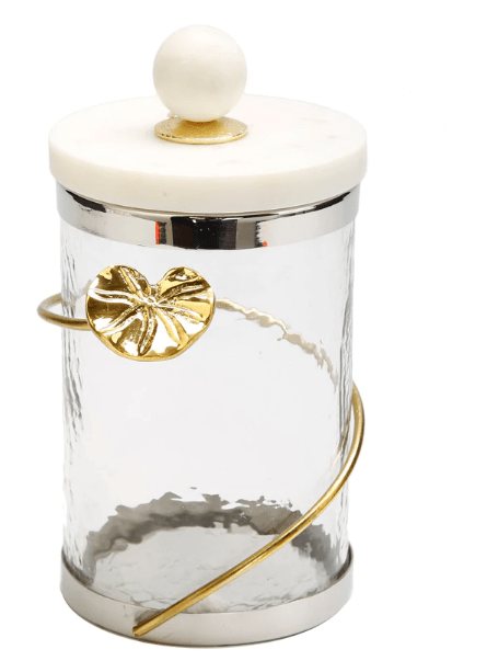 Classic Touch Canisters Canister with Floral Lotus Art - MEDIUM
