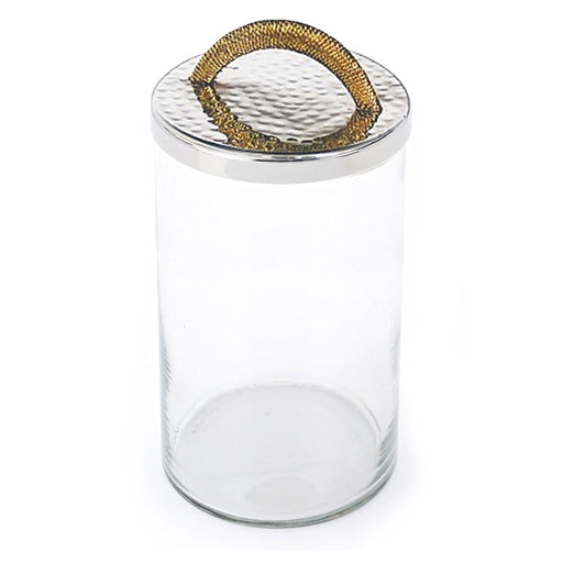 Classic Touch Canisters Glass Canister with Stainless Steel Lid and Gold Handle, Small