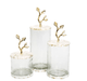 Classic Touch Canisters Large Glass Canister with White/Gold Marble Lid and Leaf Handle
