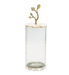 Classic Touch Canisters Large Glass Canister with White/Gold Marble Lid and Leaf Handle