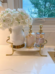 CLASSIC TOUCH DECOR INC. Glass Soap & Lotion Dispenser with Gold Enamel Flower Design
