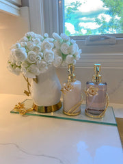 CLASSIC TOUCH DECOR INC. Glass Soap & Lotion Dispenser with Gold Enamel Flower Design