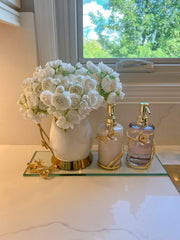 CLASSIC TOUCH DECOR INC. Glass Soap & Lotion Dispenser with Gold Enamel Flower Design