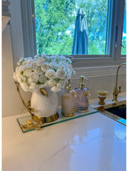 CLASSIC TOUCH DECOR INC. Glass Soap & Lotion Dispenser with Gold Enamel Flower Design