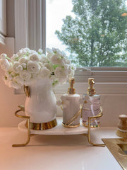 CLASSIC TOUCH DECOR INC. Glass Soap & Lotion Dispenser with Gold Jewel Flower Design