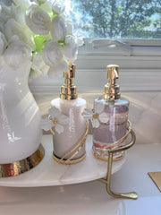 CLASSIC TOUCH DECOR INC. Glass Soap & Lotion Dispenser with Gold Jewel Flower Design