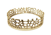 CLASSIC TOUCH DECOR INC. Round Gold Mirror Tray with Lace Design, 12"D