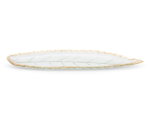 Classic Touch Glass Leaf Dish with Gold Edge