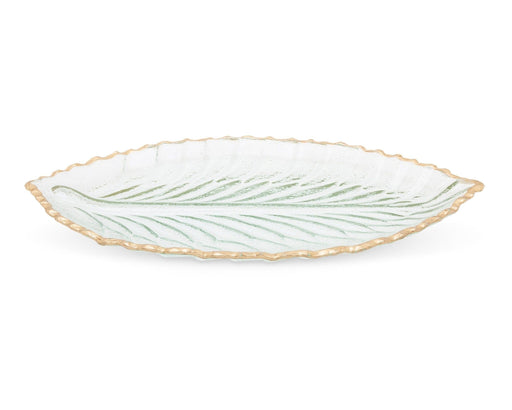 Classic Touch Glass Leaf Dish with Gold Edge