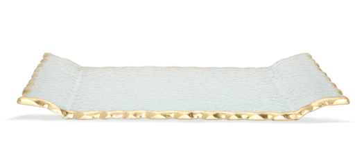 Classic Touch Glass Oblong Tray with Gold Edge 11"L 6.5"W
