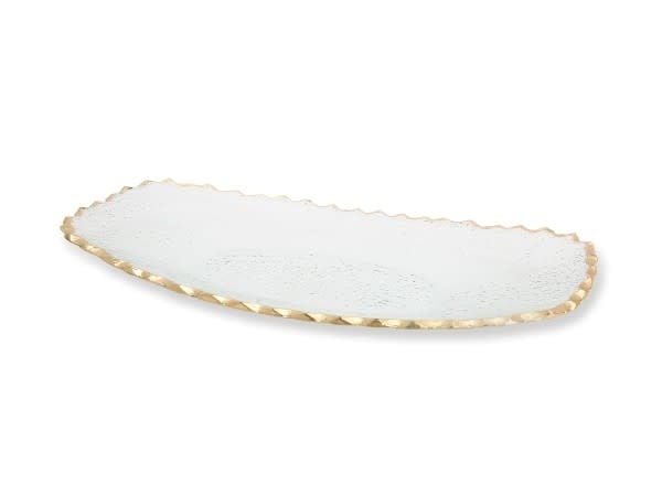 Classic Touch Glass Oblong Tray with Gold Edge