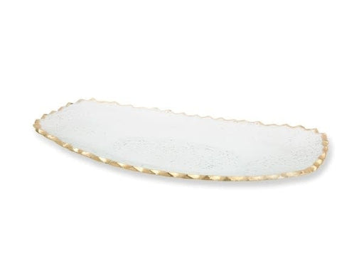 Classic Touch Glass Oblong Tray with Gold Edge