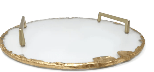 Classic Touch Glass Tray With Gold Rim And Handles