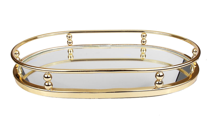 Classic Touch Gold Oval Mirror Tray