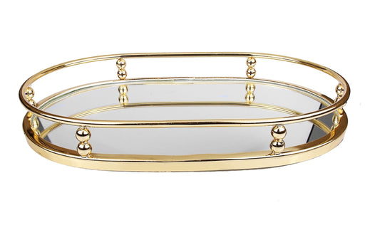 Classic Touch Gold Oval Mirror Tray