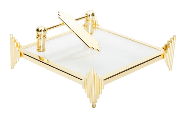 Classic Touch Gold Square Napkin Holder Symmetrical Design